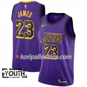 Los Angeles Lakers LeBron James 23 2018-19 Nike City Edition Violetti Lasten Pelipaidat Swingman